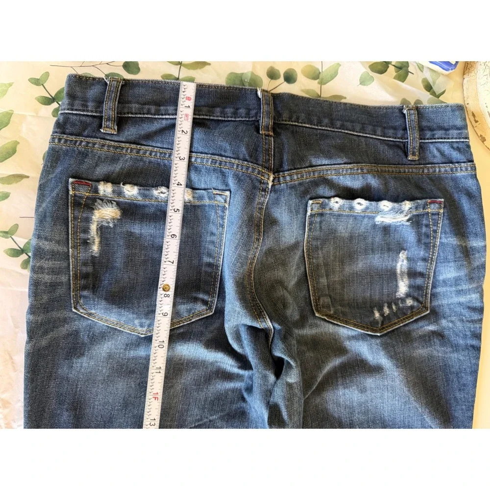 Ann Taylor Loft Boyfriend Jeans Distressed Ripped Blue Denim Button Fly Size 6 - Picture 12 of 12